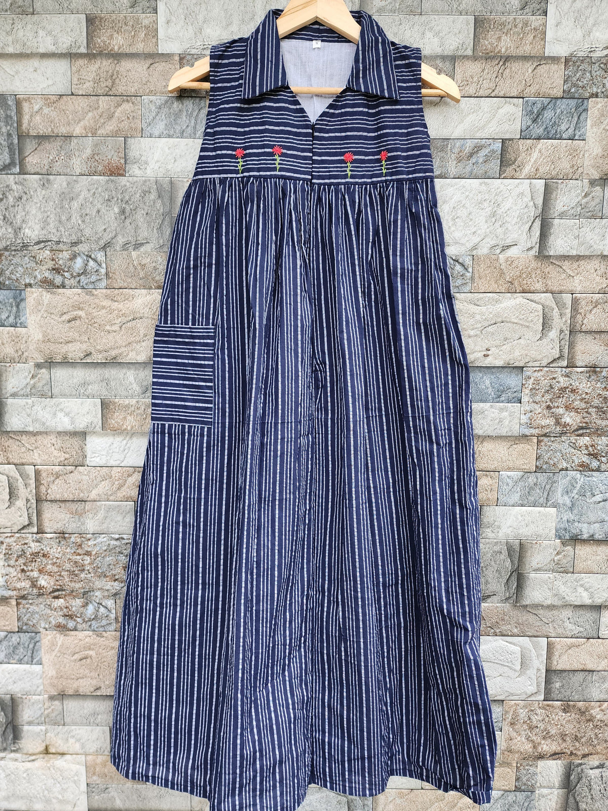 Cotton With Pockets, Full Open Medium Printed Frock Nighty