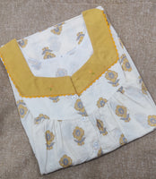 Soft Cotton Pleated , With Pockets, Half Open Medium Printed Nighty