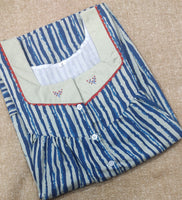 Soft Cotton Pleated , With Pockets, Half Open Medium Printed Nighty