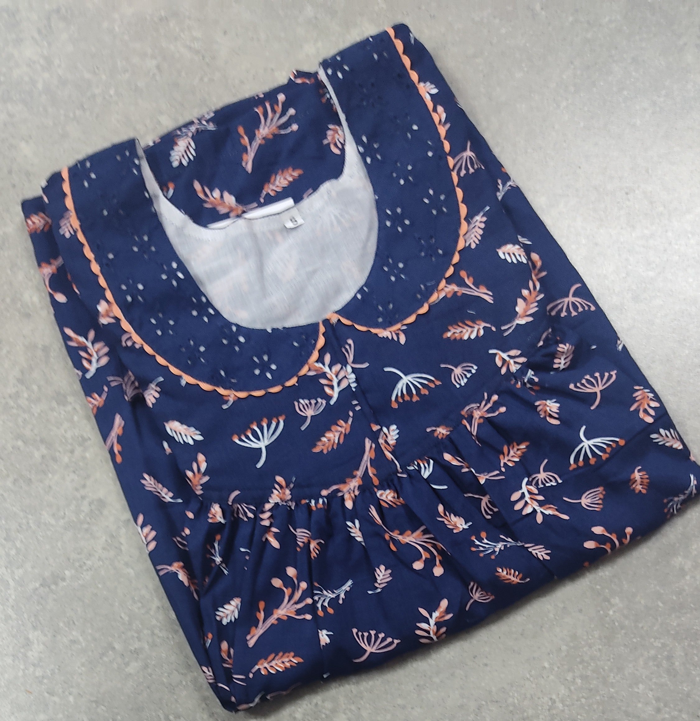 Rayon Pleated , With Pockets, No Open, Pockets Small Printed Nighty
