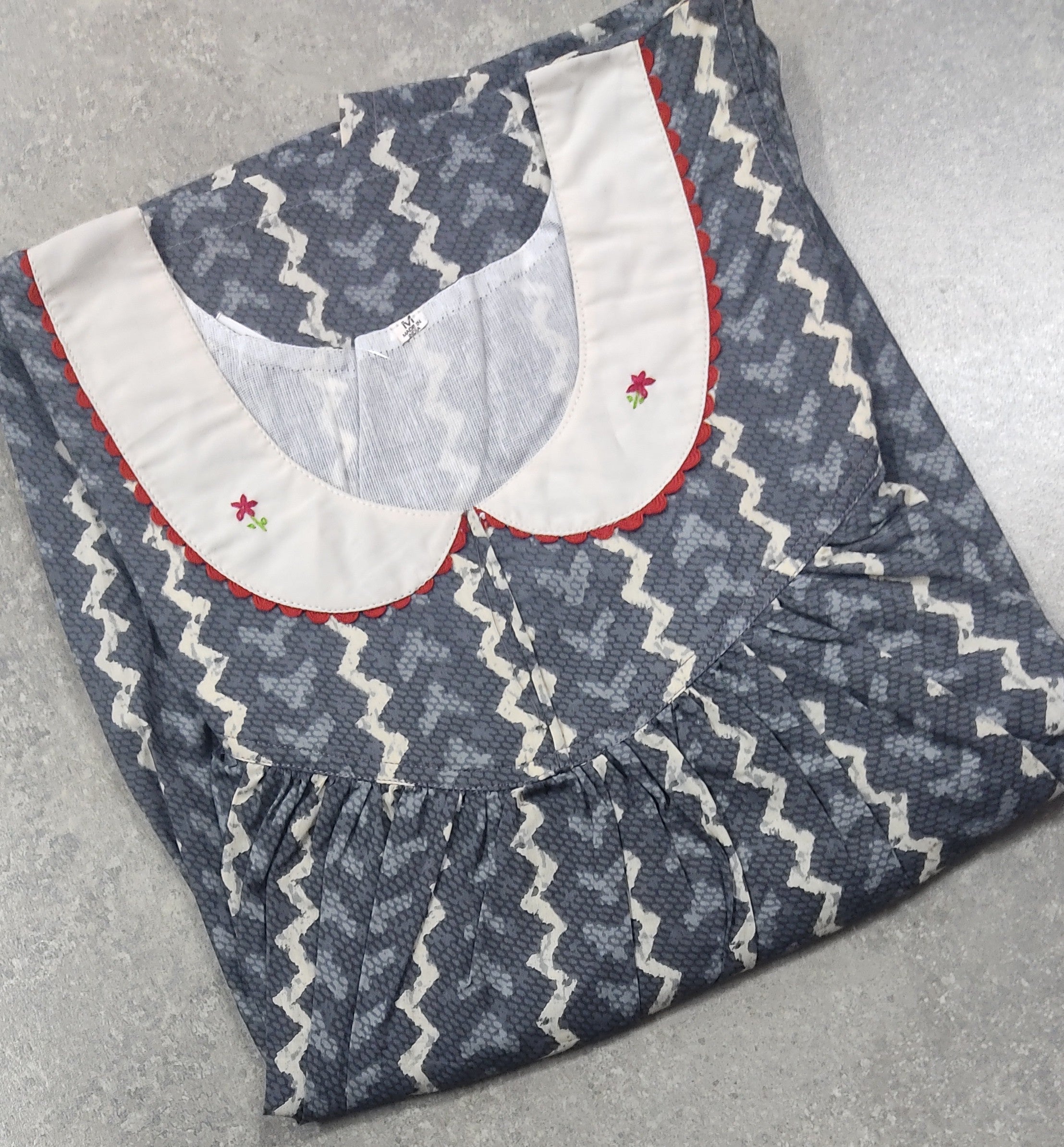 Cotton Pleated , With Pockets, No Open Medium Printed Nighty