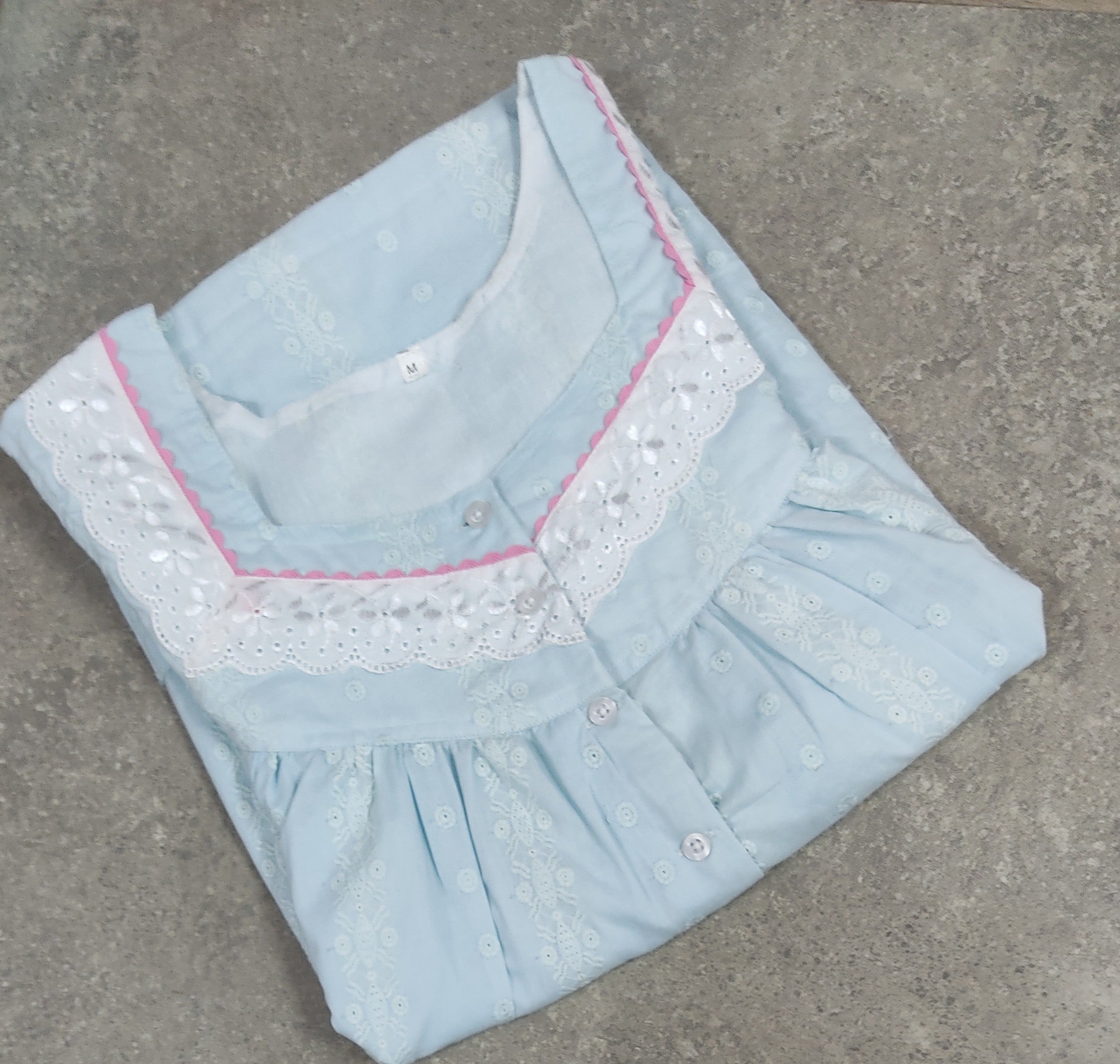 Hacoba Pleated , With Pockets, Half Open Medium Printed Nighty