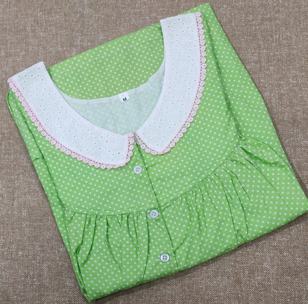 Cotton Pleated , With Pockets, Half Open Medium Printed Nighty