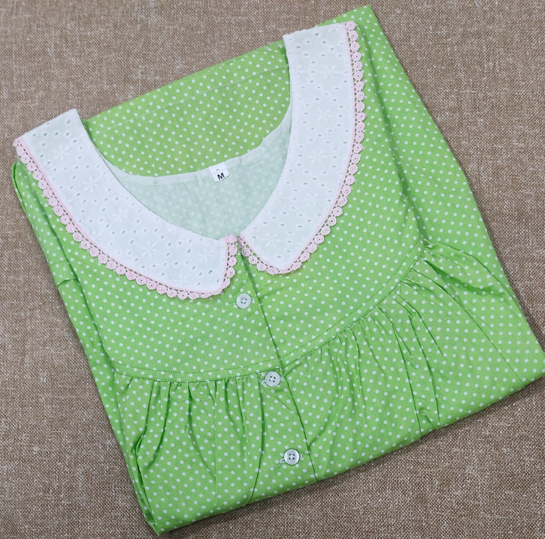 Cotton Pleated , With Pockets, Half Open Medium Printed Nighty
