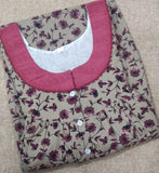 Cotton Pleated , With Pockets, Half Open Medium Printed Nighty