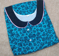 Cotton Pleated , With Pockets, Half Open Medium Printed Nighty