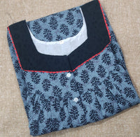 Cotton Pleated , With Pockets, Half Open Medium Printed Nighty