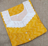 Cotton Pleated , With Pockets, Half Open Medium Printed Nighty