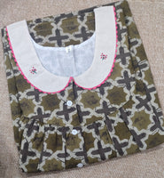 Soft Cotton Pleated , With Pockets, Half Open Medium Printed Nighty