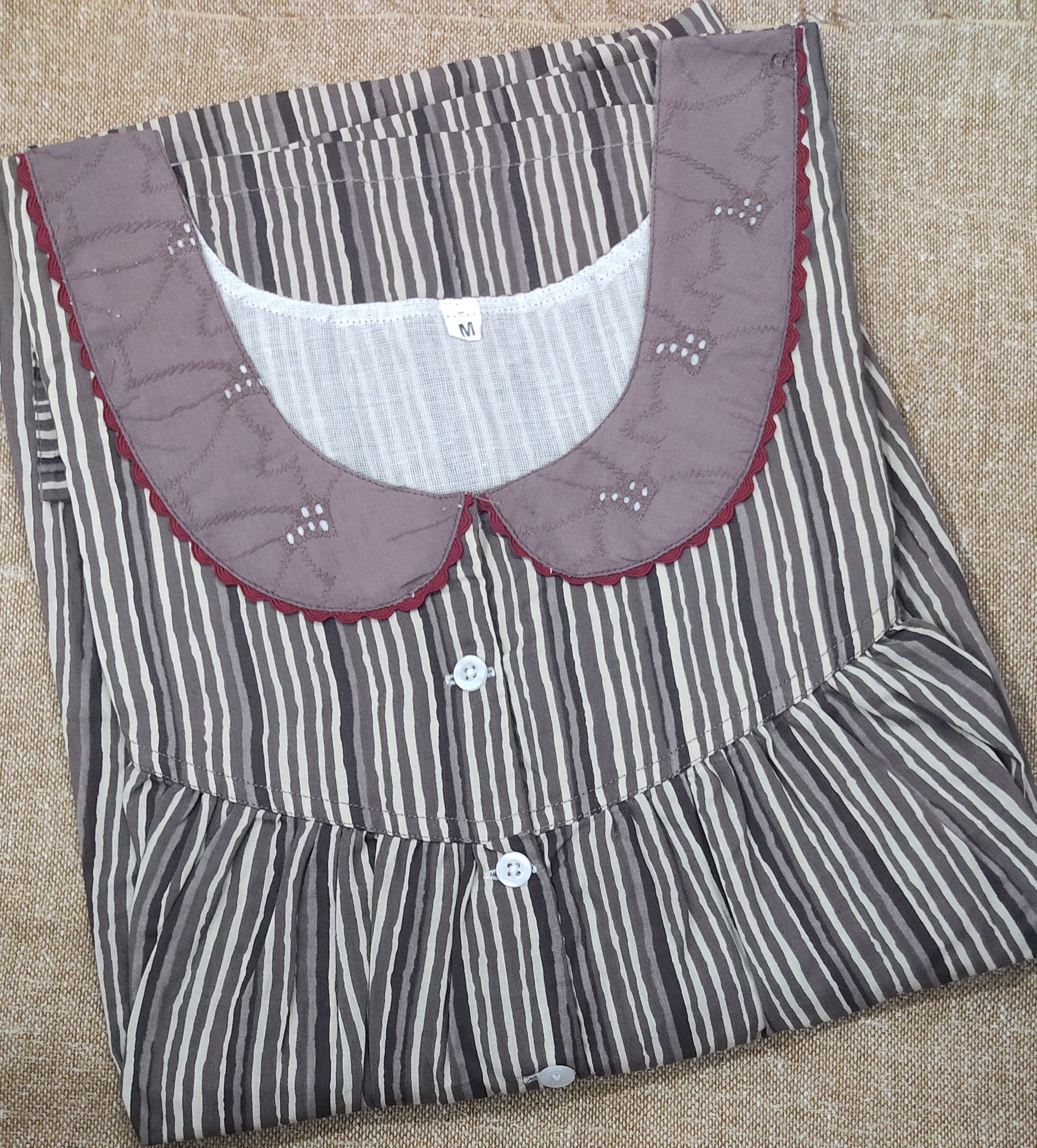 Soft Cotton Pleated , With Pockets, Half Open Medium Printed Nighty