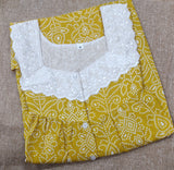 Soft Cotton Pleated , With Pockets, Half Open Medium Printed Nighty
