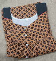 Cotton Pleated , With Pockets, Half Open Medium Printed Nighty