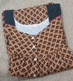 Cotton Pleated , With Pockets, Half Open Medium Printed Nighty