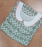 Cotton Pleated , With Pockets, Half Open Medium Printed Nighty