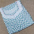 Cotton Pleated , With Pockets, Half Open, Extra Long Medium Printed Nighty