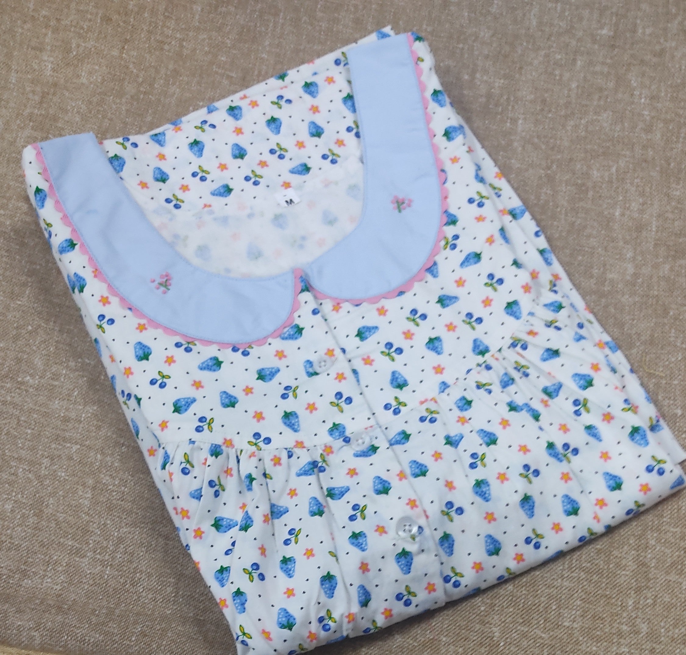Cotton Pleated , With Pockets, Half Open Medium Printed Nighty