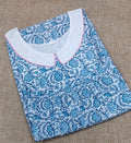 Cotton Pleated , With Pockets, Half Open, Extra Long Medium Printed Nighty