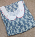 Cotton Pleated , With Pockets, Half Open Medium Printed Nighty