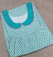 Cotton Pleated , With Pockets, Half Open, Extra Long Medium Printed Nighty