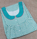 Cotton Pleated , With Pockets, Half Open, Extra Long Medium Printed Nighty