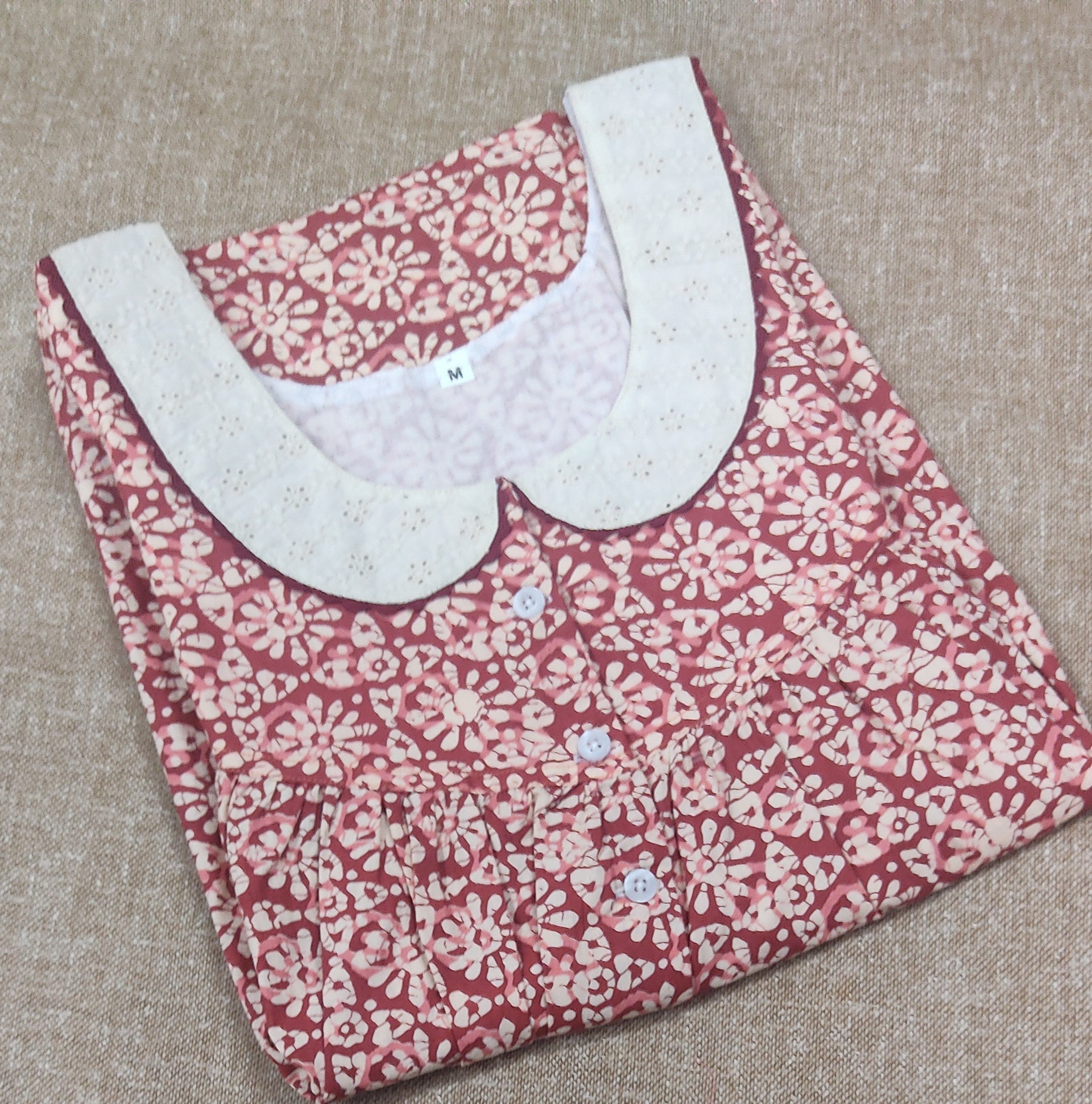 Cotton Pleated , With Pockets, Half Open, Extra Long, Pockets Medium Printed Nighty