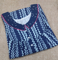 Soft Cotton Pleated , With Pockets, Half Open Medium Printed Nighty