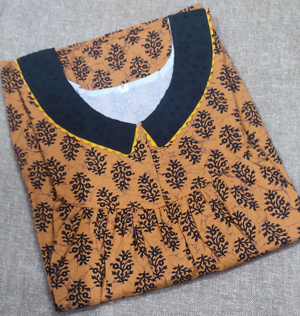 Cotton Pleated , With Pockets, No Open Medium Printed Nighty