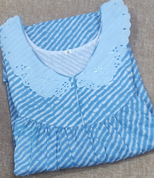 Soft Cotton Pleated , With Pockets, No Open Medium Printed Nighty