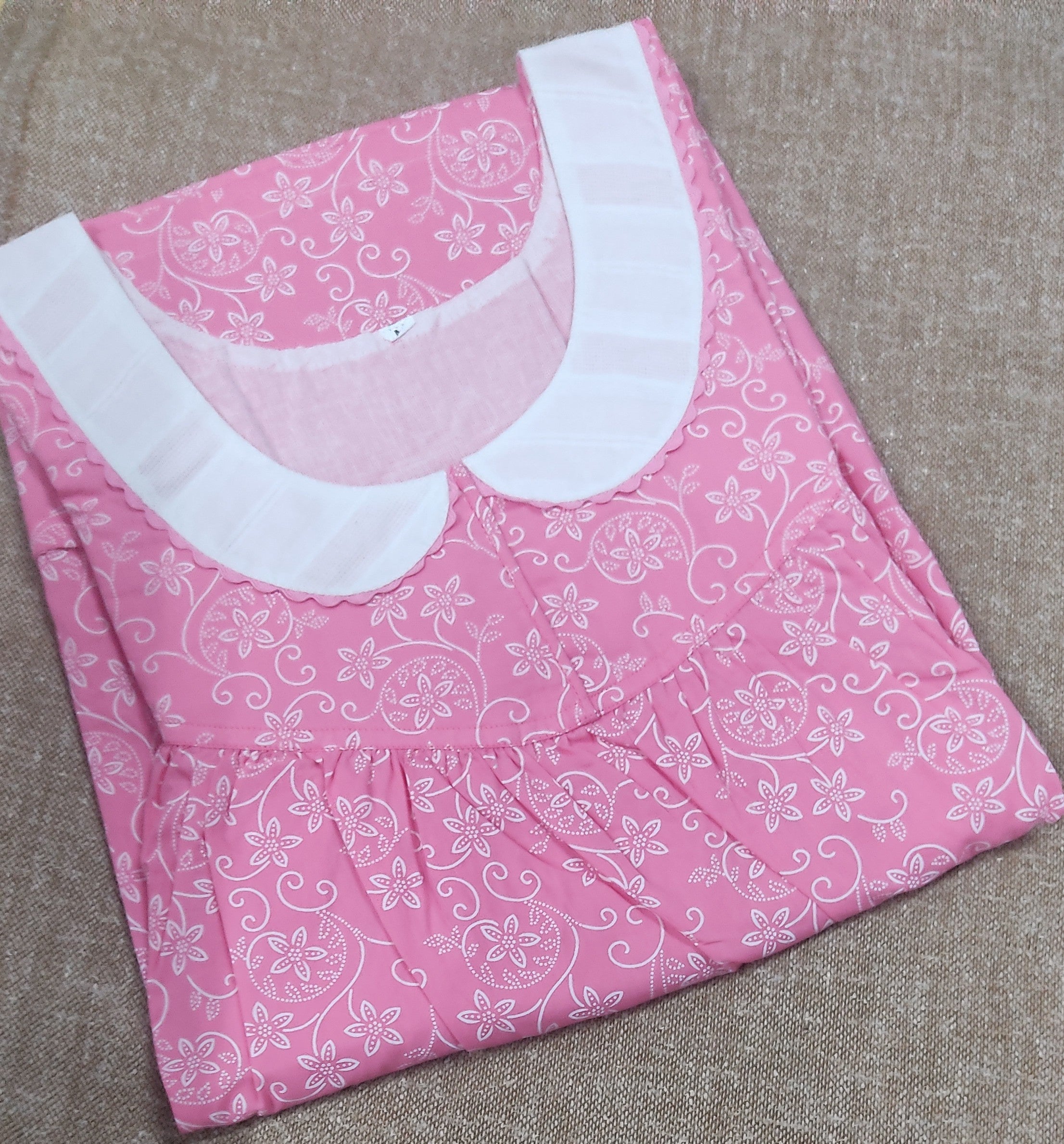 Cotton Pleated , With Pockets, No Open Medium Printed Nighty
