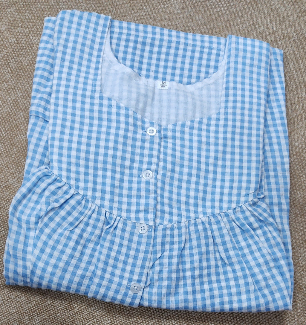 Cotton Pleated , With Pockets, Half Open Medium Printed Nighty