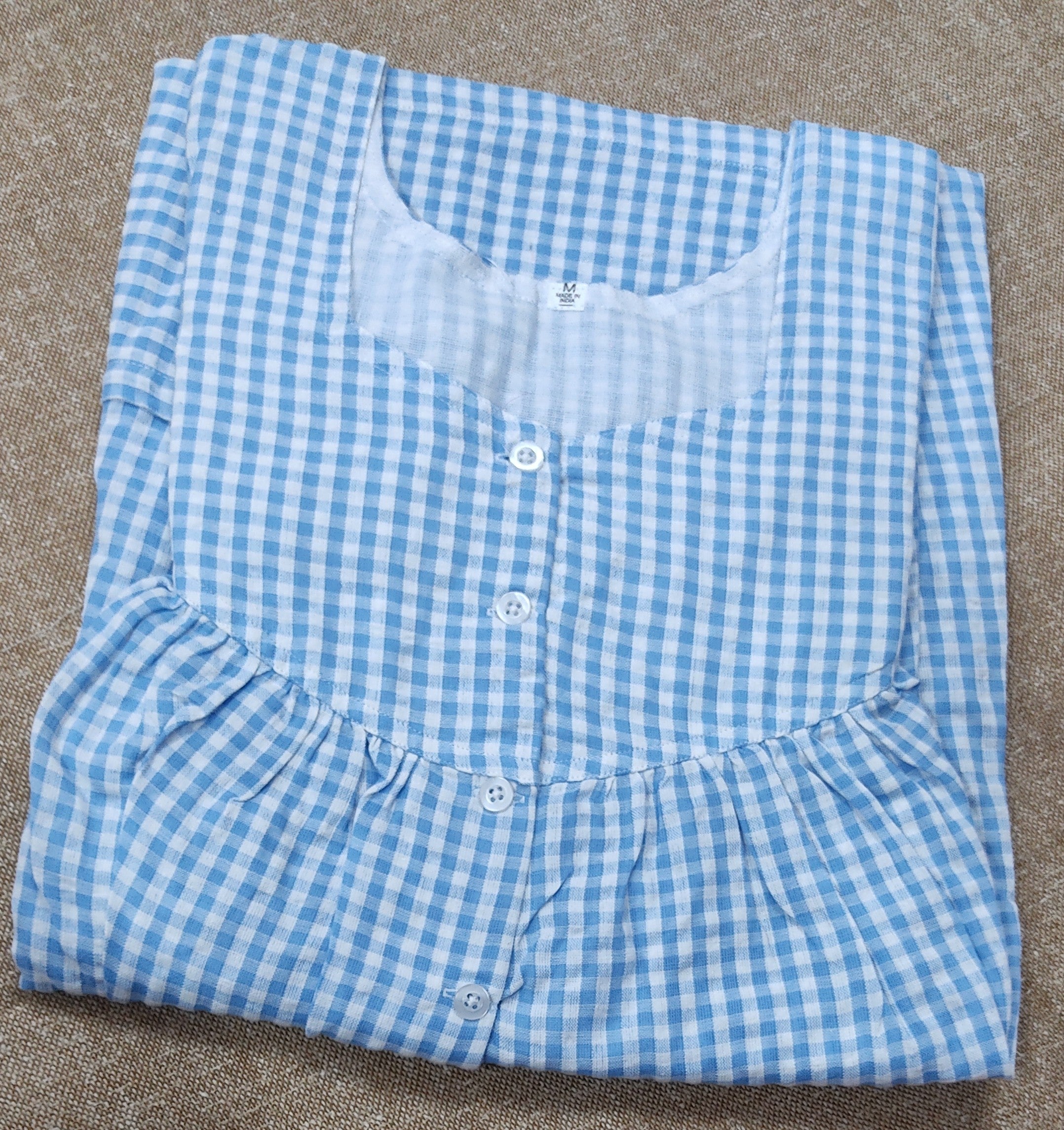 Cotton Pleated , With Pockets, Half Open Medium Printed Nighty