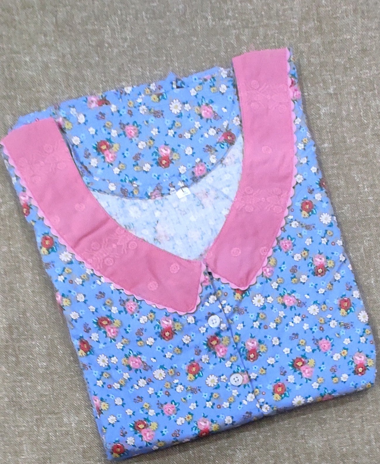 Cotton A-line churidar cut, With Pockets, Half Open Large Printed Nighty