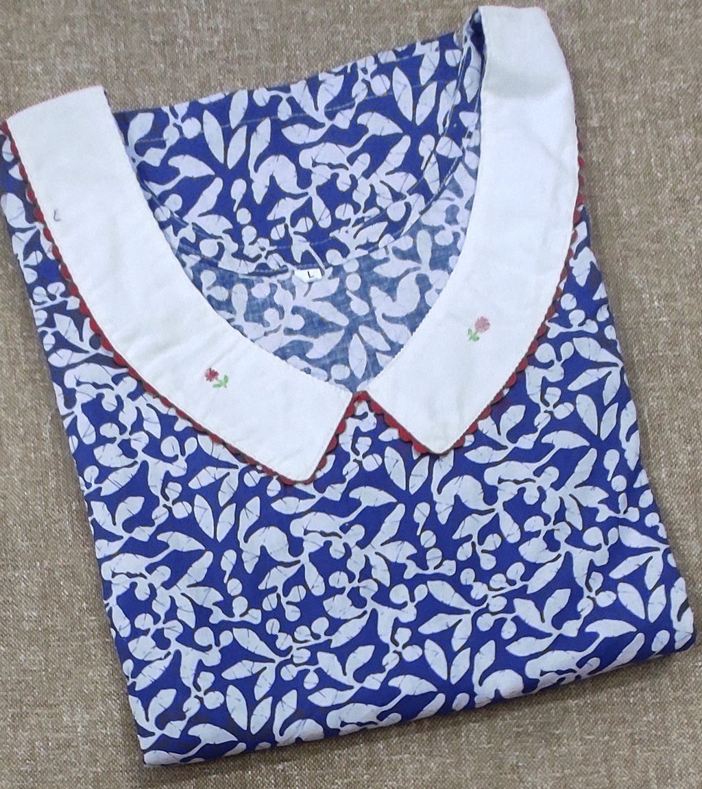 Cotton A-line churidar cut, With Pockets, No Open Large Printed Nighty