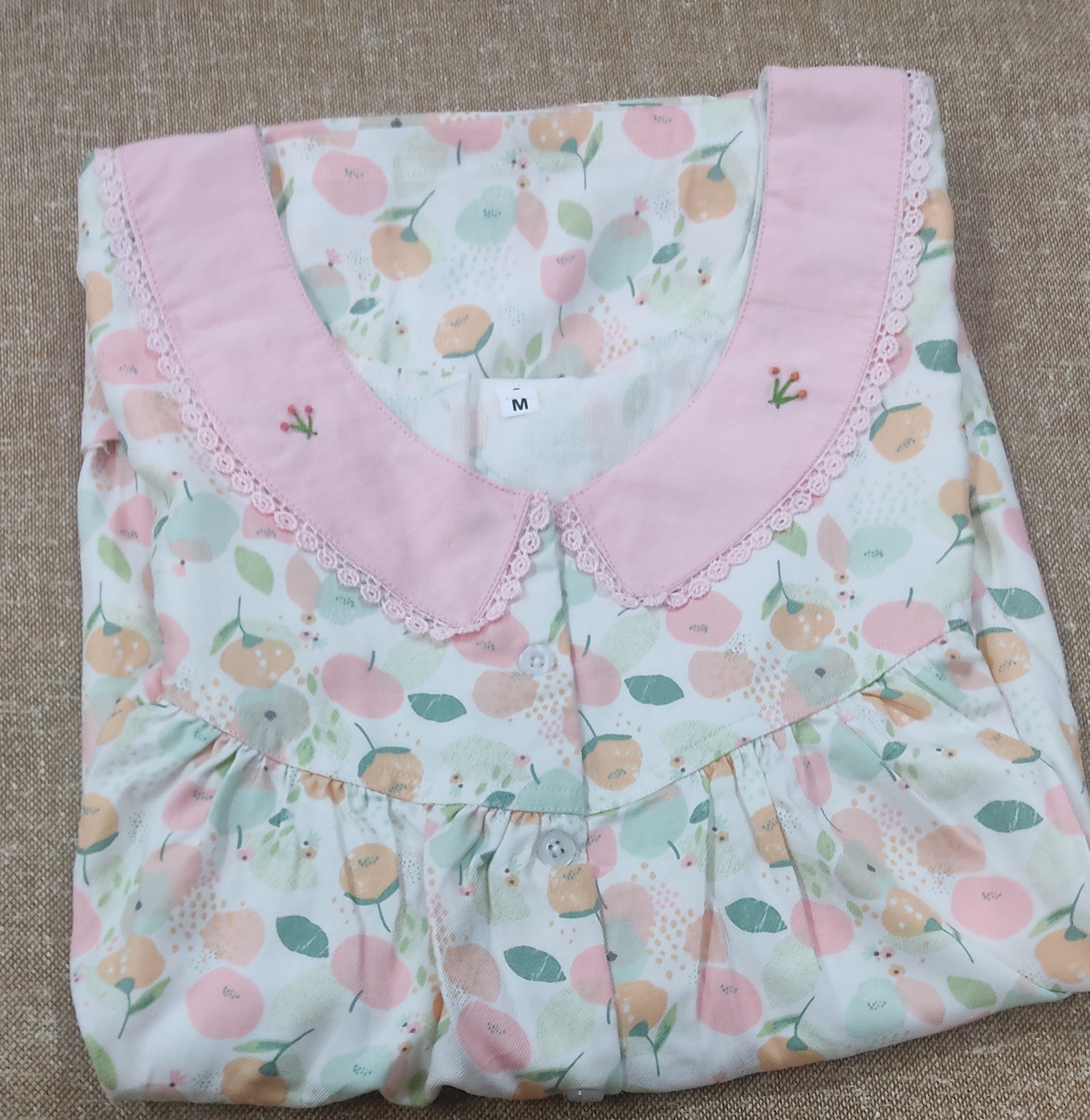 Rayon Pleated , With Pockets, Half Open Medium Printed Nighty