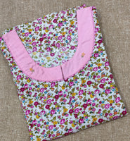 Cotton With Pockets, Half Open, A-line churidar cut Medium Printed Nighty