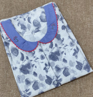 Cotton With Pockets, Half Open, A-line churidar cut Medium Printed Nighty