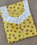 Cotton With Pockets, Half Open, A-line churidar cut Medium Printed Nighty