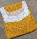 Cotton Pleated, With Pockets, Half Open Large Printed Nighty