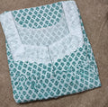 Cotton Pleated, With Pockets, Half Open Large Printed Nighty