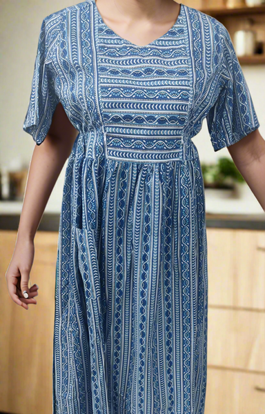 Soft Cotton Side zip, With Pockets, Side elastic Small Printed Maternity Wear