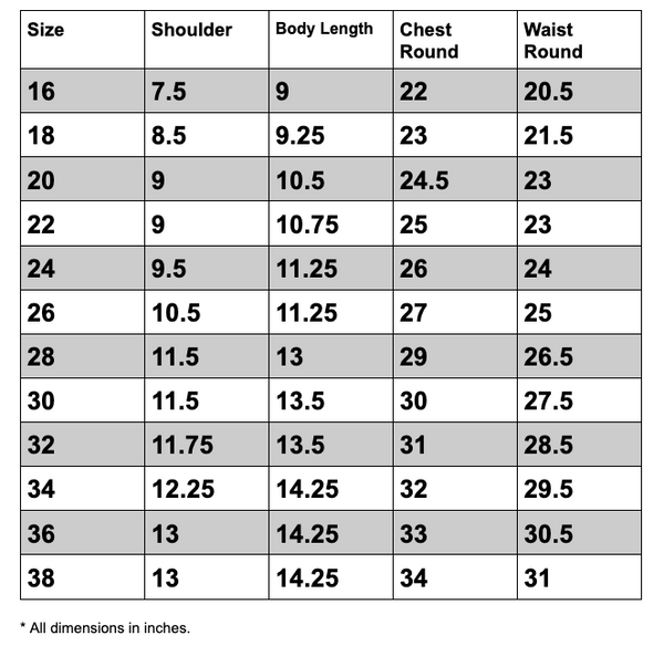 Share more than 149 size chart for frock latest - camera.edu.vn