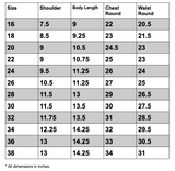 Size chart table 