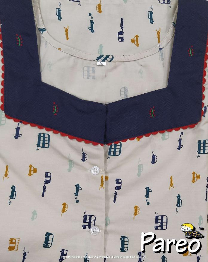 Cotton printed A-Line Nighty large size for women