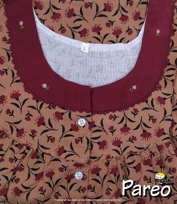 Cotton Half Open Large Printed Nighty