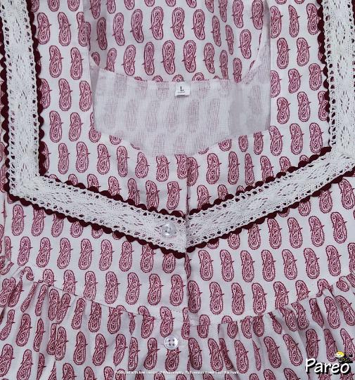 Cotton Half Open Large Printed Nighty
