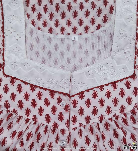 Cotton Half Open Large Printed Nighty