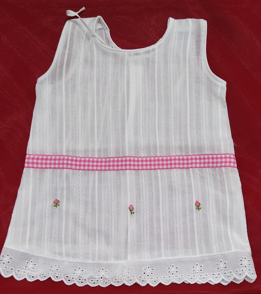 Q Frock 100% cotton in Red and Pink with Hand Embroidery