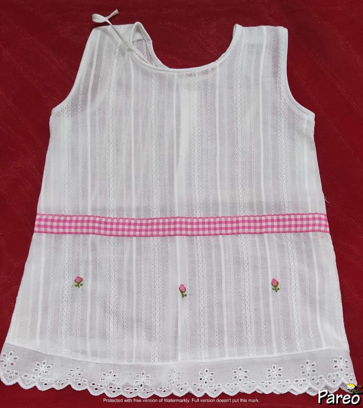 New Born Frock 100% cotton in Pink with Hand Embroidery