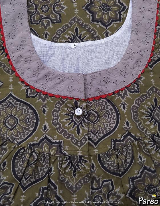 Cotton Half Open Large Printed Nighty