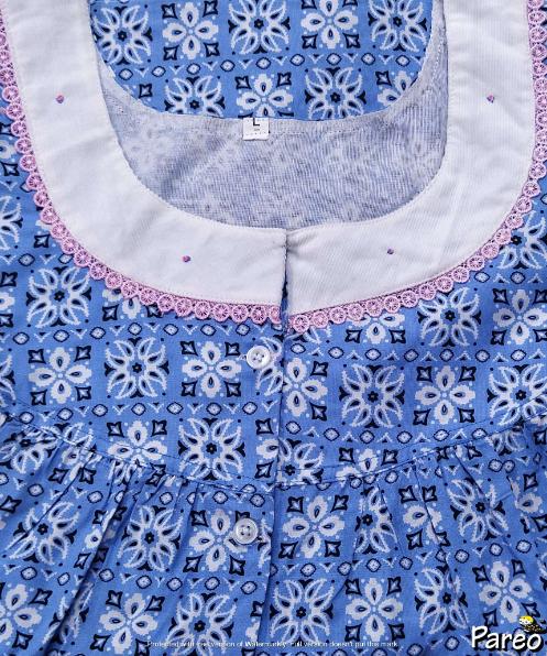 Rayon Half Open Large Printed Nighty